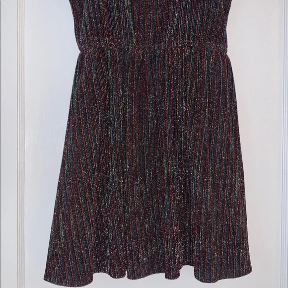 Ava & Yelly 6X Glitter Metallic Striped Dress EUC Red Silver Gold Blue - Picture 5 of 15
